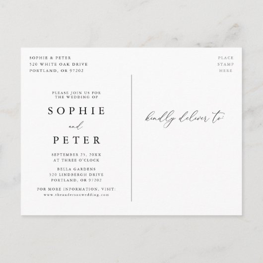 Gewoon Elegant Script Photo Wijzig de datum Aankondigingskaart (Achterkant)