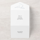 Gewoon Elegant Script Stof Blauw Bruiloft Lieven All In One Uitnodiging (Buitenkant)