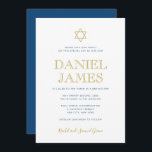 Gewoon Elegant Star van David Bar Mitzvah-Navy Gol Kaart<br><div class="desc">Gebruik de vorm van de sjabloon om deze uitnodiging te personaliseren. Verander de kleuren,  de doopvonten en de lay-out gebruikend de geavanceerde het uitgeven menu's.</div>