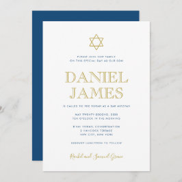 Gewoon Elegant Star van David Bar Mitzvah-Navy Gol Kaart