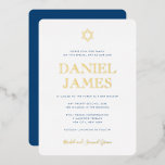 Gewoon Elegant Star van David Bar Mitzvah Real Gol Folie Uitnodiging<br><div class="desc">Dit elegante ontwerp gebruikt echte folie om het speciaal te maken! Pas het gebruiken van de vorm van de sjabloon aan. Alle kleuren en lettertypen kunnen worden gewijzigd met behulp van de geavanceerde bewerkingsmenu's.</div>