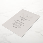 Gewoon Elegant Taupe Foliage Wedding Roos Gold Folie Uitnodiging (Gedraaid)