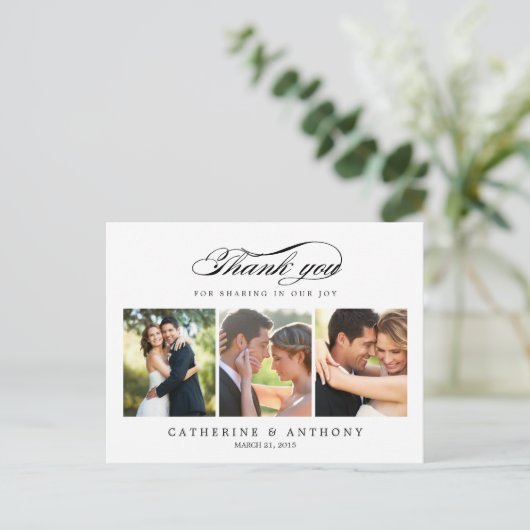 Gewoon Elegant Trouwen Dank u kaart - Wit (Staand voorkant)