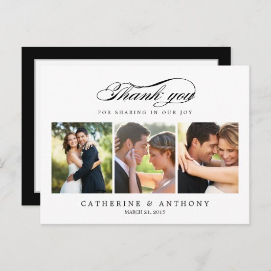 Gewoon Elegant Trouwen Dank u kaart - Wit (Voorkant / Achterkant)