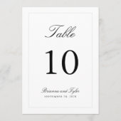 Gewoon Elegant Trouwtafel Nummer Kaart (Achterkant)