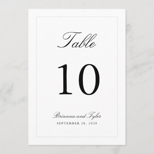 Gewoon Elegant Trouwtafel Nummer Kaart (Achterkant)