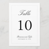 Gewoon Elegant Trouwtafel Nummer Kaart (Voorkant)