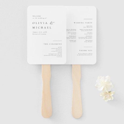 Gewoon Elegant Typografie Modern Wedding Program H Handwaaier (Voorkant en achterkant)