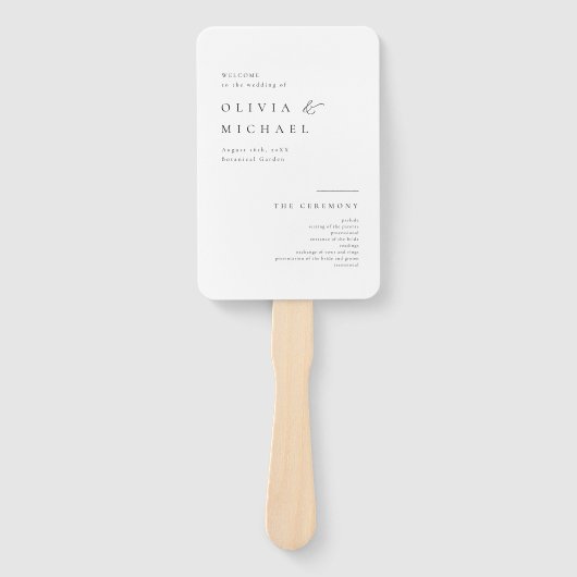 Gewoon Elegant Typografie Modern Wedding Program H Handwaaier (Voorkant)