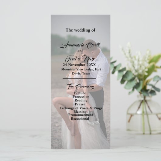 Gewoon Elegant Typografie Modern Wedding Programme (Staand voorkant)
