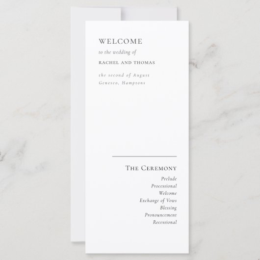 Gewoon Elegant Typografie Modern Wedding Programme (Voorkant)