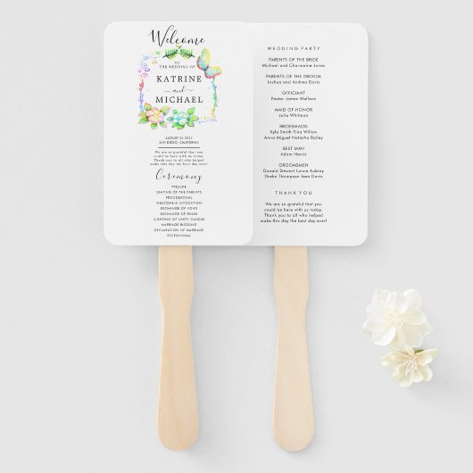 Gewoon Elegant Typografie Modern Wedding Programme Handwaaier (Voorkant en achterkant)