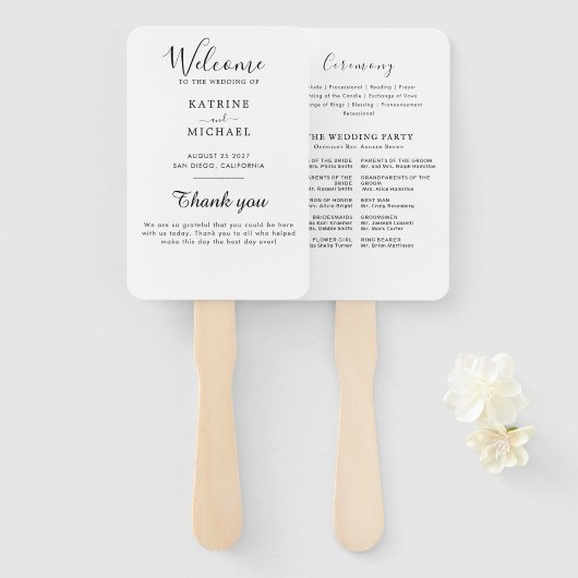 Gewoon Elegant Typografie Modern Wedding Programme Handwaaier (Voorkant en achterkant)