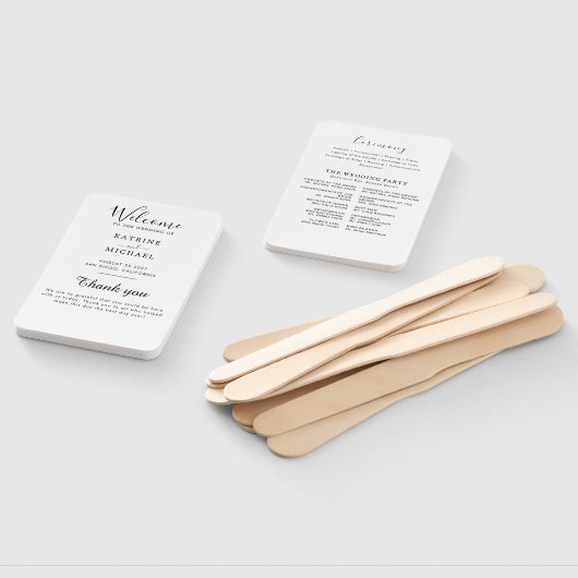 Gewoon Elegant Typografie Modern Wedding Programme Handwaaier (Niet-gemonteerd)