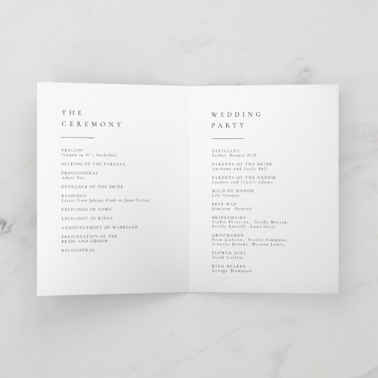 Gewoon Elegant Typografie Modern Wedding Programme Programma (Binnen)