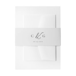 Gewoon Elegant Typografie Monogram Modern Wedding Uitnodigingen Wikkel