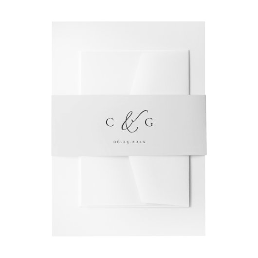 Gewoon Elegant Typografie Monogram Modern Wedding Uitnodigingen Wikkel (Voorkant Voorbeeld)