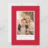 Gewoon elegant vrolijk kerstscript rood 4 foto feestdagenkaart (Achterkant)