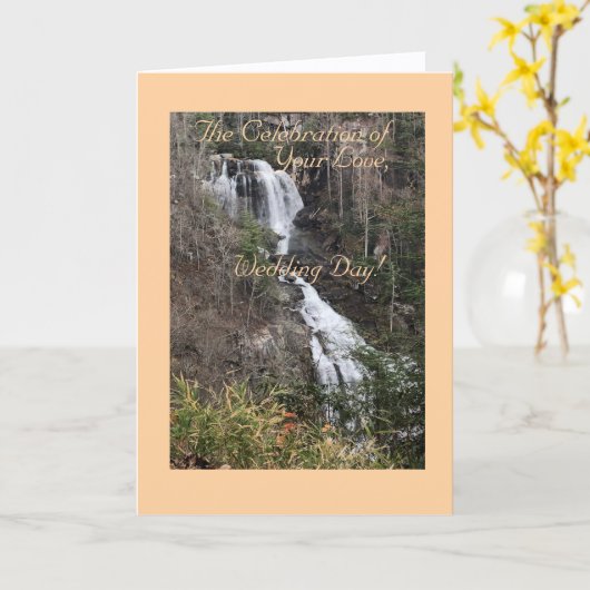 Gewoon elegant, waterval landschap, bruiloft Kaart (Gele Bloem)