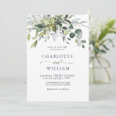 Gewoon Elegant Waterverf Eucalyptus Weddenschap Kaart (Staand voorkant)