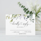 Gewoon Elegant Waterverf Eucalyptus Weddenschap RSVP Kaartje (Staand voorkant)