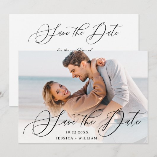 Gewoon Elegant Wedding PHOTO Save The Date (Voorkant / Achterkant)