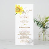 Gewoon elegant zonnebloem bruiloft programma programmakaart (Staand voorkant)