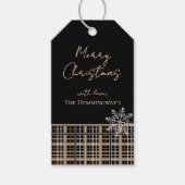 Gewoon Elegant Zwart & Tan Plaid Gift Label Cadeaulabel (Voorkant)