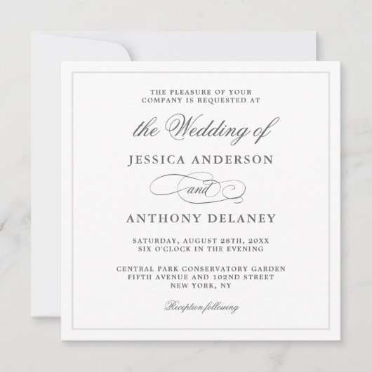 Gewoon elegante affaire plein bruiloft uitnodiging (Voorkant)