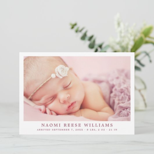 Gewoon elegante baby meisje foto collage geboorte aankondiging (Staand voorkant)