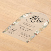 Gewoon Elegante Bloemboog Winter Bruiloft Acryl Uitnodigingen (Laagn)
