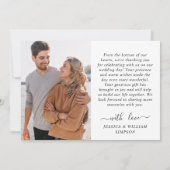 Gewoon elegante bruiloft eenvoudige 2 foto bedankkaart (Achterkant)