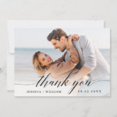 Gewoon elegante bruiloft Eenvoudige 3 foto Bedankkaart (Voorkant)