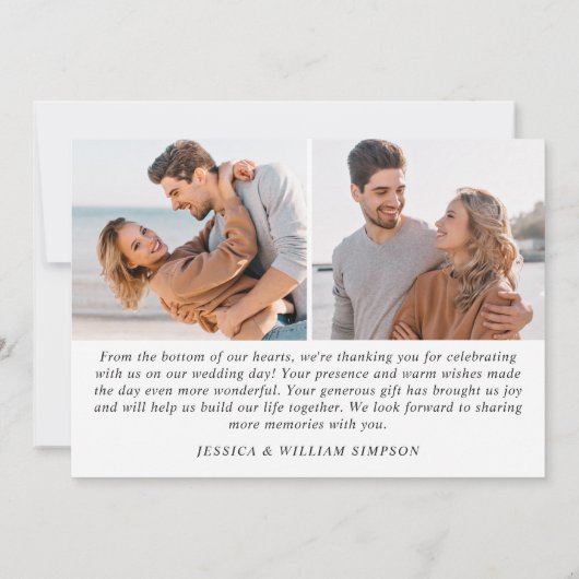 Gewoon elegante bruiloft Eenvoudige 3 foto Bedankkaart (Achterkant)