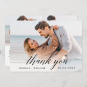 Gewoon elegante bruiloft Eenvoudige 3 foto Bedankkaart (Voorkant / Achterkant)