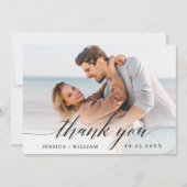 Gewoon elegante bruiloft Eenvoudige 4 foto Bedankkaart (Voorkant)