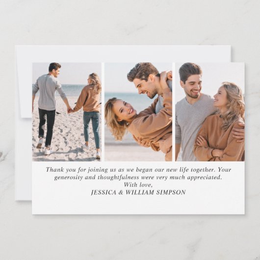 Gewoon elegante bruiloft Eenvoudige 4 foto Bedankkaart (Achterkant)