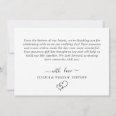 Gewoon elegante bruiloft eenvoudige foto bedankkaart (Achterkant)