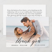 Gewoon elegante bruiloft eenvoudige foto bedankkaart (Voorkant / Achterkant)