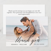 Gewoon elegante bruiloft eenvoudige foto bedankkaart (Voorkant / Achterkant)