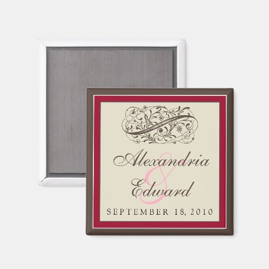 Gewoon elegante bruiloft gunst magneet: cranberry magneet (Voorkant / Achterkant)