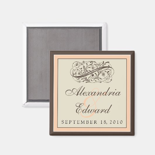 Gewoon elegante bruiloft gunst magneet: perzik magneet (Voorkant / Achterkant)