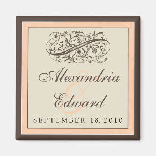 Gewoon elegante bruiloft gunst magneet: perzik magneet