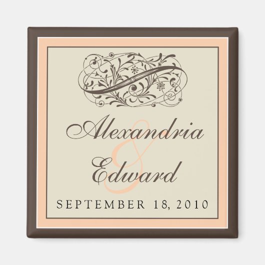 Gewoon elegante bruiloft gunst magneet: perzik magneet (Voorkant)