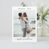 Gewoon elegante bruiloft hart eenvoudige foto bedankkaart (Staand voorkant)