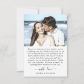 Gewoon elegante bruiloft harten eenvoudig 2 foto bedankkaart (Achterkant)