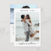 Gewoon elegante bruiloft harten eenvoudig 2 foto bedankkaart (Voorkant / Achterkant)