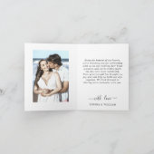 Gewoon elegante bruiloft harten eenvoudig 2 foto bedankkaart (Binnen)