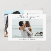 Gewoon elegante bruiloft harten eenvoudig 2 foto bedankkaart (Voorkant / Achterkant)