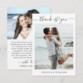 Gewoon elegante bruiloft harten eenvoudig 2 foto bedankkaart (Voorkant / Achterkant)